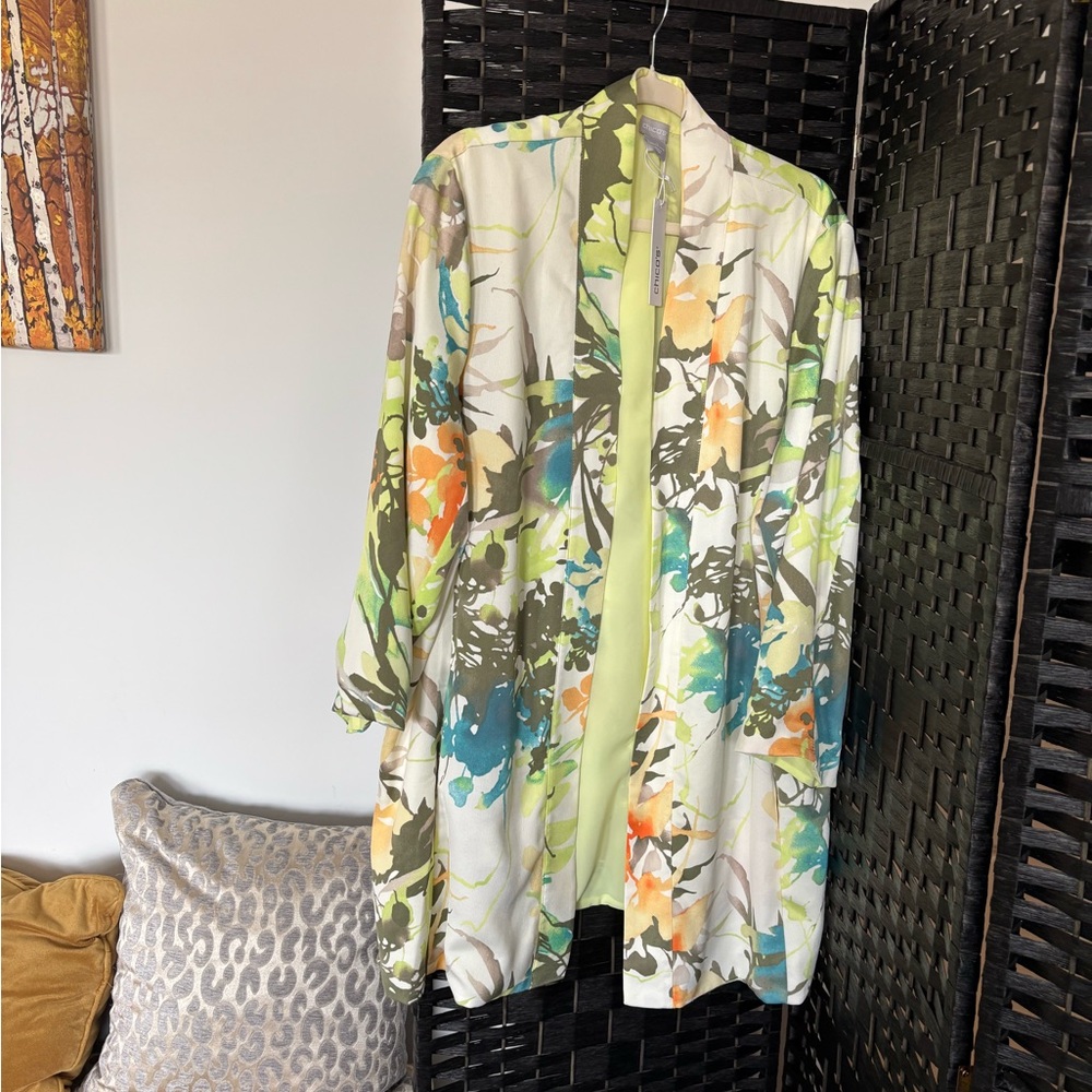 Chico's Multicolor Floral Trench Coat